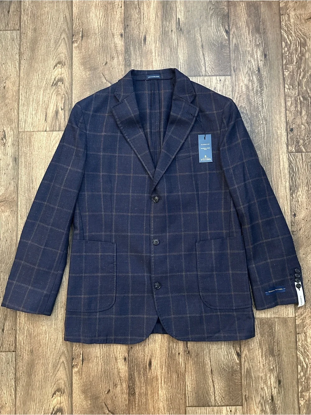 Stafford 60% Wool 40% Cotton Classic Fit Sport Coat Blazer Men’s 42 R Navy